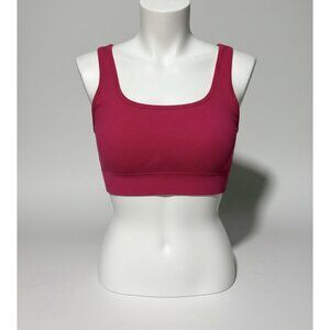 Women’s Ribbed Sports Bra Bralette – Seamless Crop Top (PINK-small)